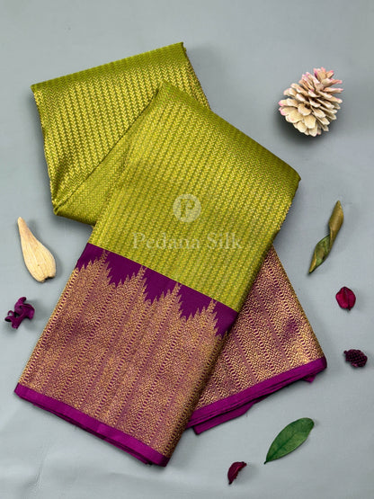 The Golden Garden of Temple Border Kanjivaram Silk