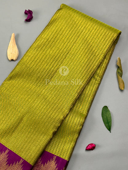 The Golden Garden of Temple Border Kanjivaram Silk