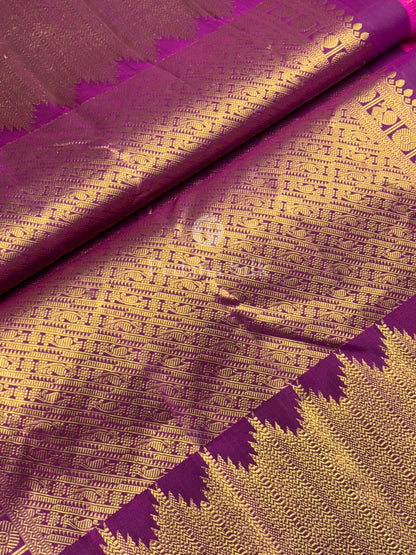 The Golden Garden of Temple Border Kanjivaram Silk