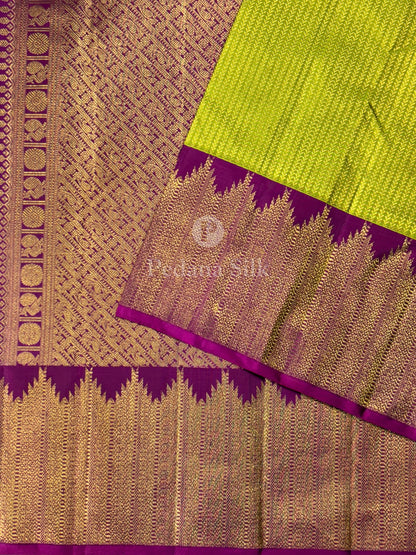 The Golden Garden of Temple Border Kanjivaram Silk