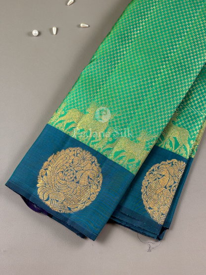 The Enchanted Forest Kanjivaram in Dreamscape Sea Green Silk Saree