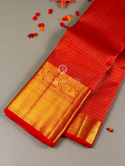 Crimson Dazzling Red Kanjivaram Silk Saree