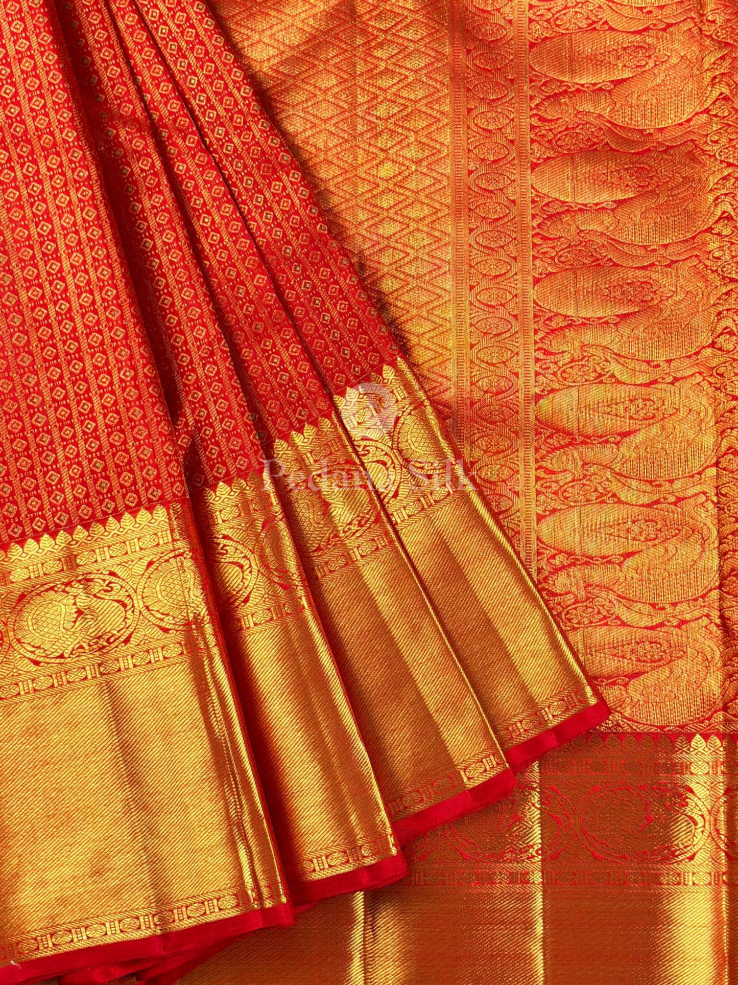 Crimson Dazzling Red Kanjivaram Silk Saree