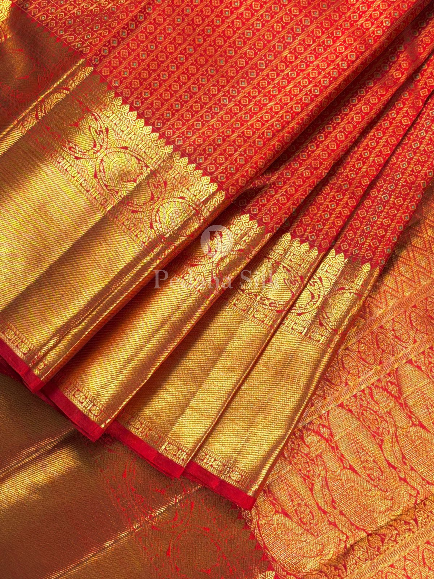 Crimson Dazzling Red Kanjivaram Silk Saree