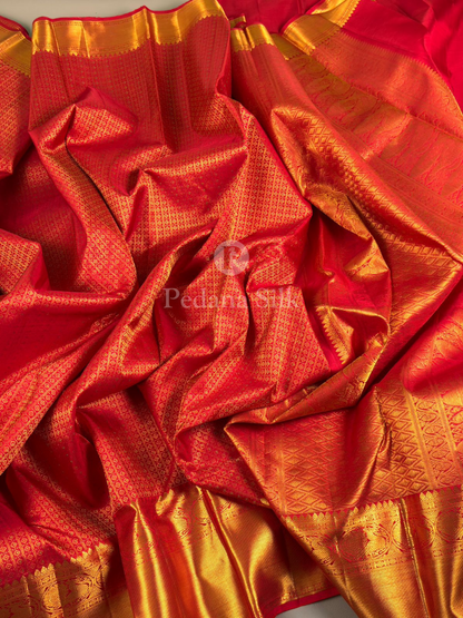 Crimson Dazzling Red Kanjivaram Silk Saree