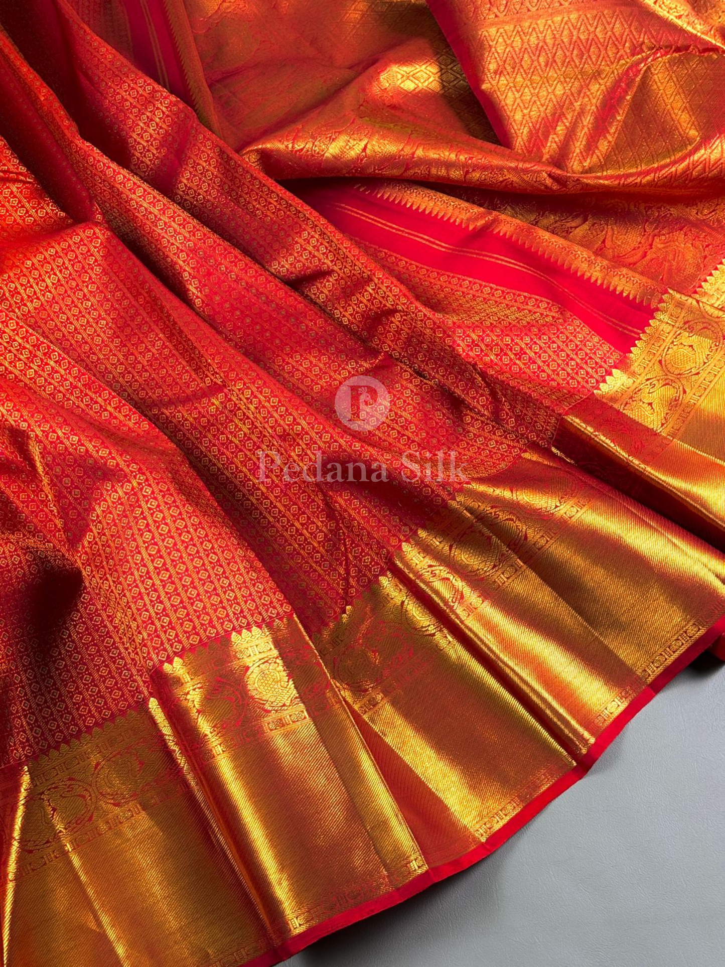 Crimson Dazzling Red Kanjivaram Silk Saree