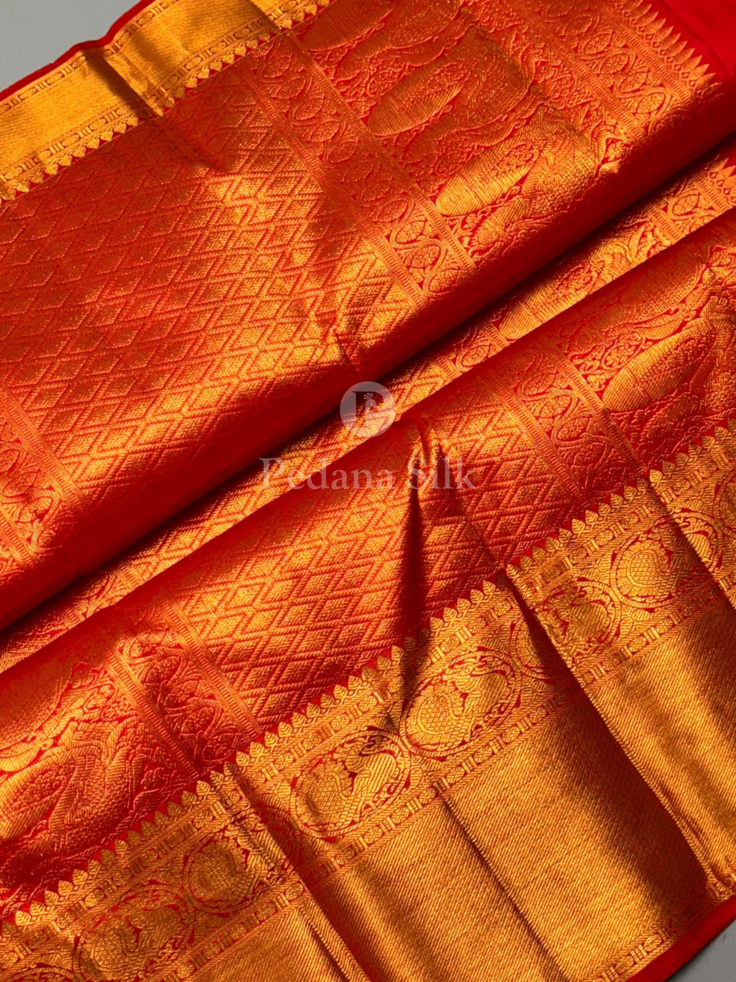 Crimson Dazzling Red Kanjivaram Silk Saree