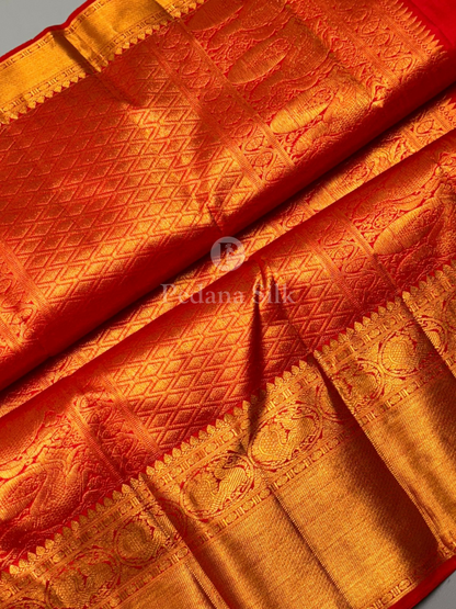 Crimson Dazzling Red Kanjivaram Silk Saree