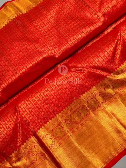 Crimson Dazzling Red Kanjivaram Silk Saree