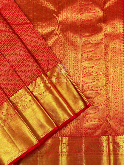 Crimson Dazzling Red Kanjivaram Silk Saree