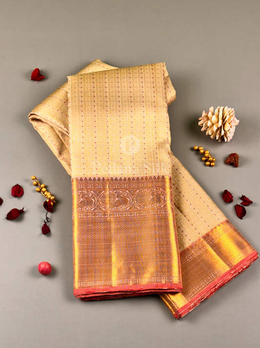 Ivory Sublime Charms of the Ecru Kanjivaram Silk Saree