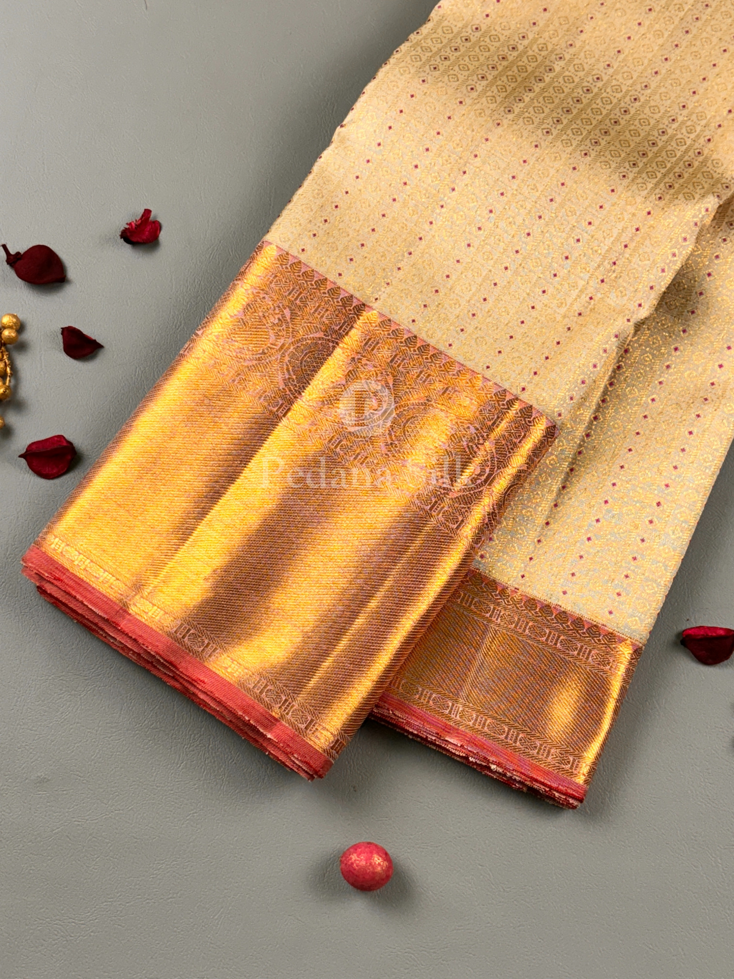 Ivory Sublime Charms of the Ecru Kanjivaram Silk Saree