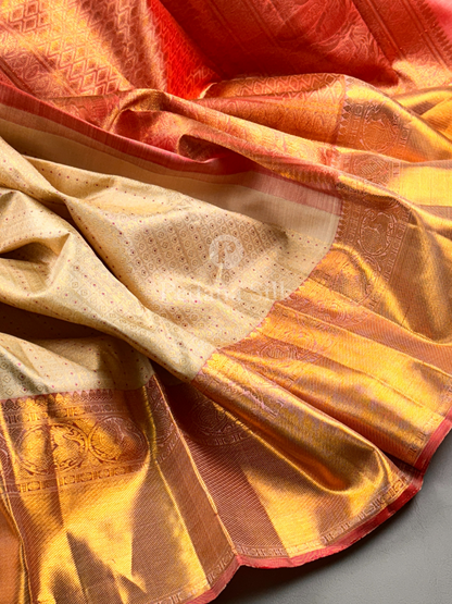 Ivory Sublime Charms of the Ecru Kanjivaram Silk Saree