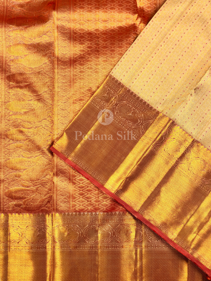 Ivory Sublime Charms of the Ecru Kanjivaram Silk Saree