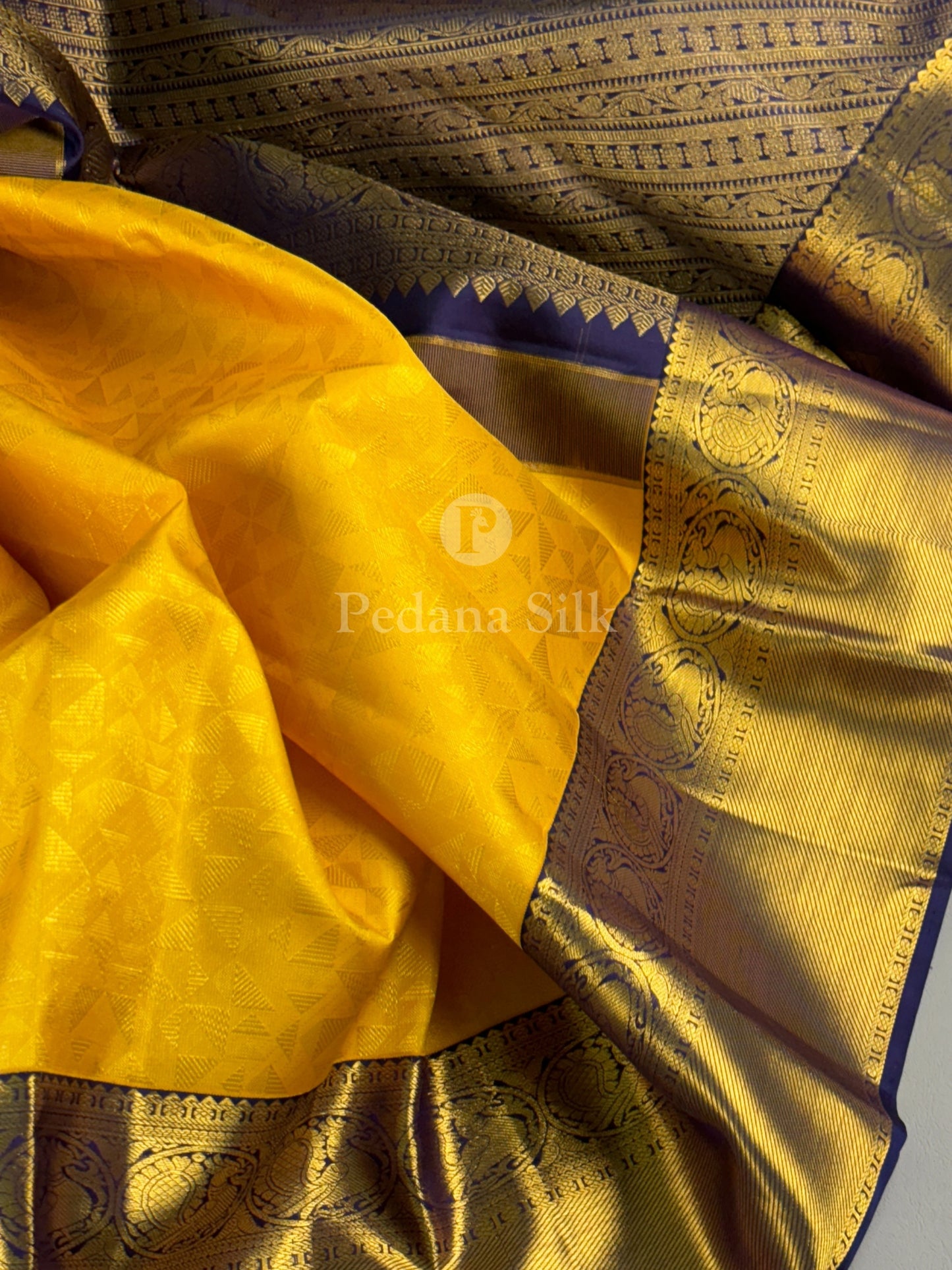 Yellow Marigold Prism Kanjivaram Silk Saree