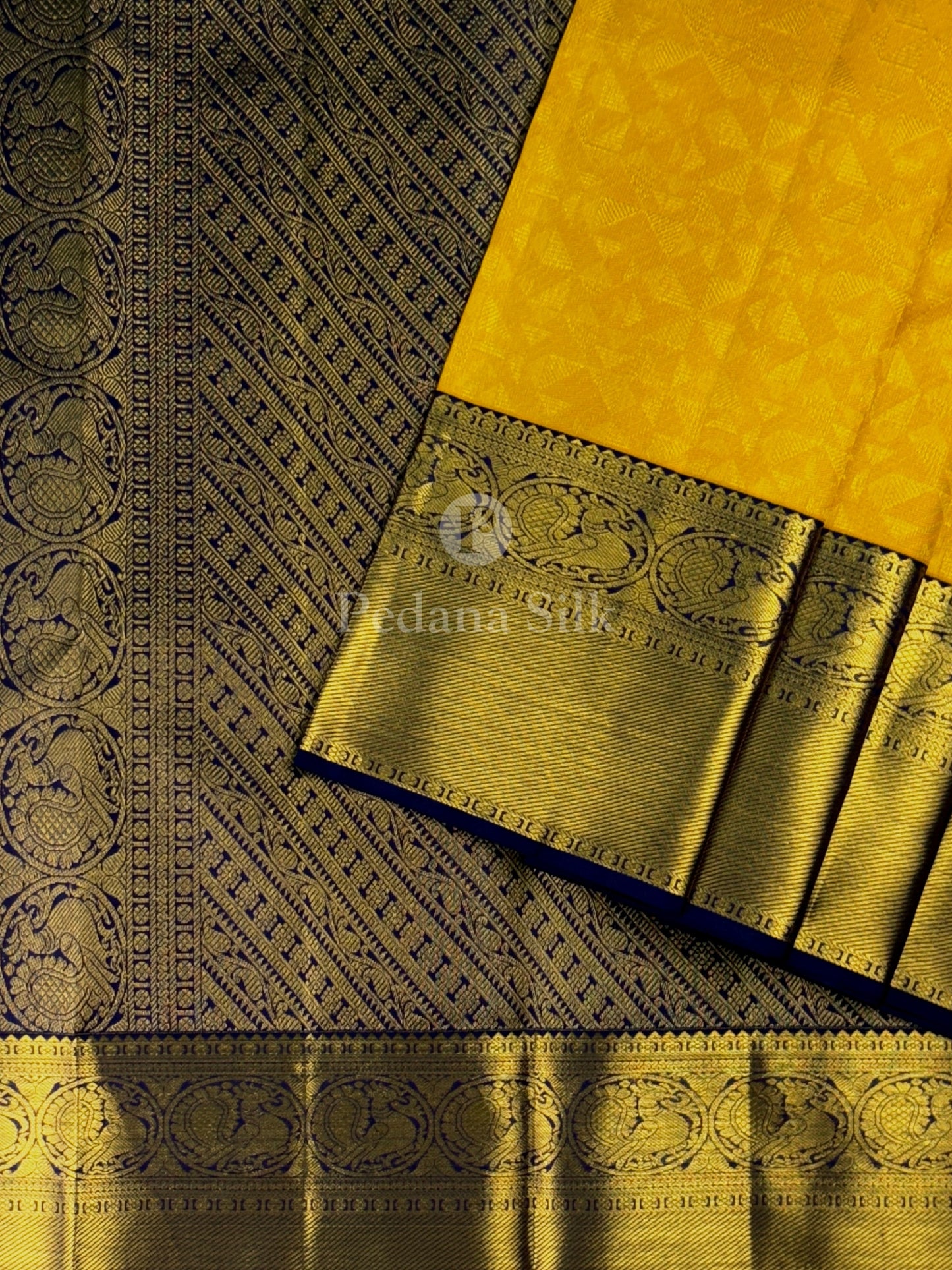 Yellow Marigold Prism Kanjivaram Silk Saree