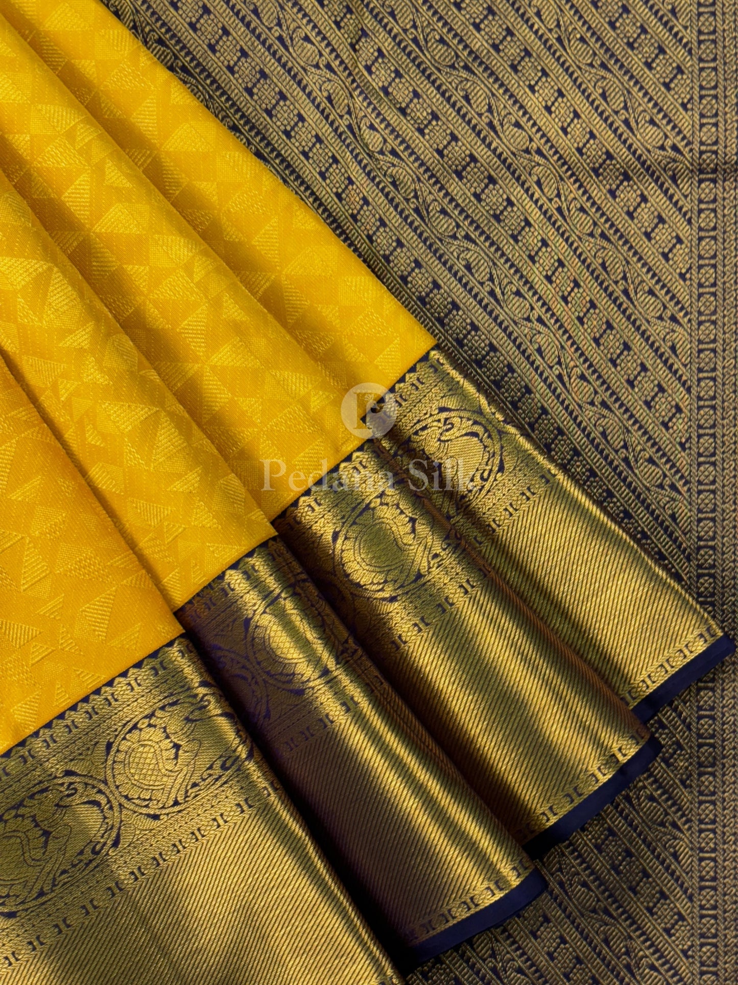 Yellow Marigold Prism Kanjivaram Silk Saree