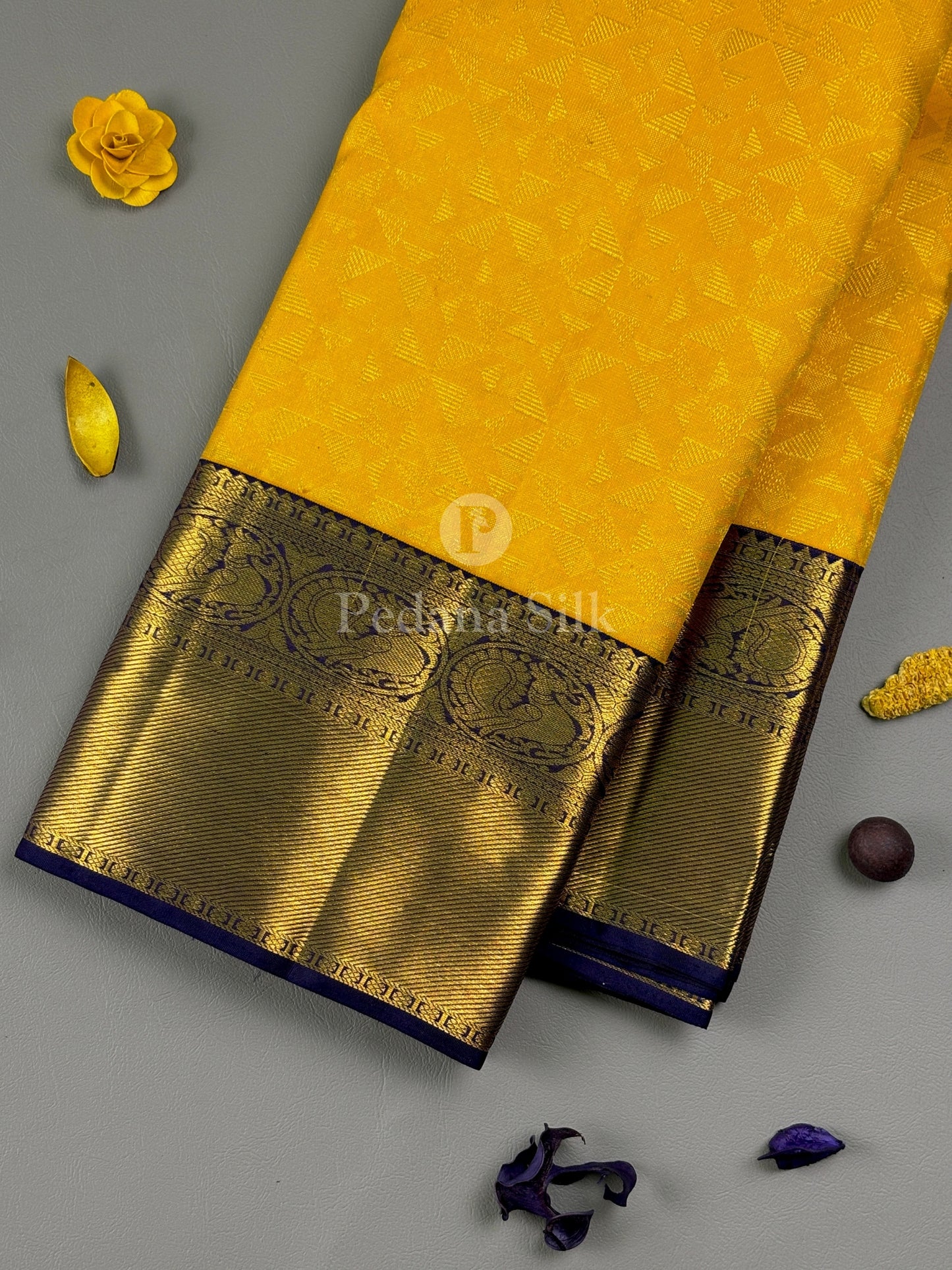 Yellow Marigold Prism Kanjivaram Silk Saree